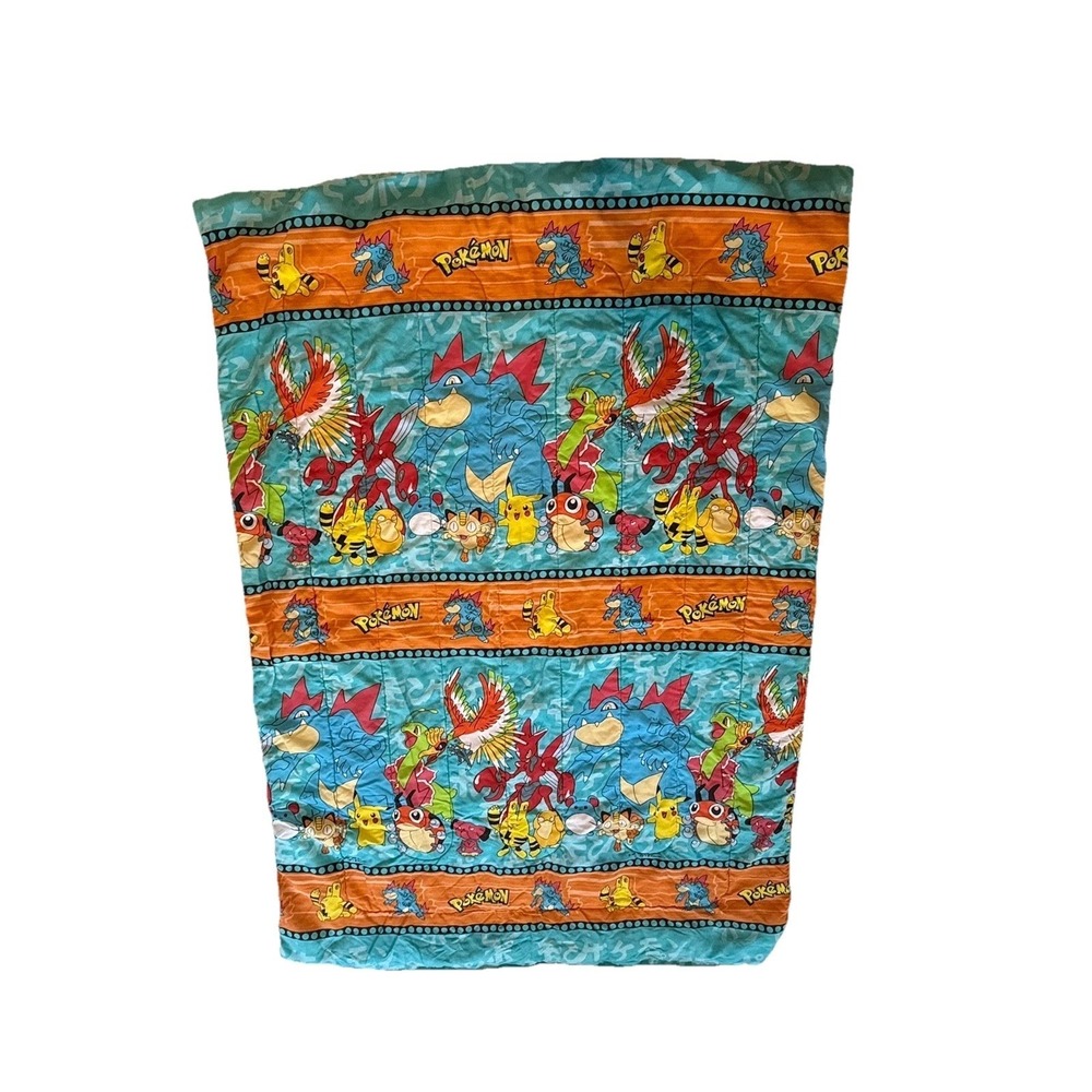 VTG‎ 1998 Pokemon Bed Comforter Blanket Nintendo Rare Video Game Twin Size Gen 2